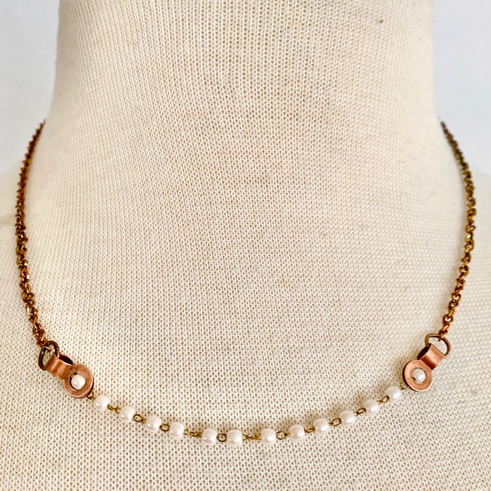 Immune boosting Copper & calming pearlstone Choker